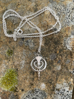 Small Silver Thistle Logo Necklace with Diamond
